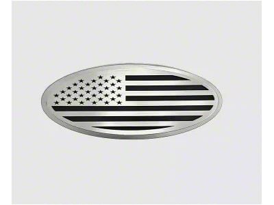 Tailgate Emblem; Polished Stainless Back Plate with Brushed American Flag Top Plate; Plain (99-07 F-250 Super Duty)