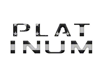 Tailgate Letter Overlays; Black and Metallic Silver American Flag (20-22 F-250 Super Duty Platinum)