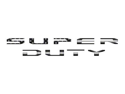 Tailgate Letter Overlays; Black and Metallic Silver American Flag (20-22 F-250 Super Duty Platinum; 20-25 F-250 Super Duty Limited)