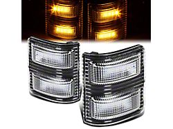 Towing Mirror Amber LED Turn Signal Lights; Black (11-16 F-250 Super Duty)