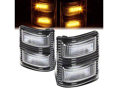 Towing Mirror Amber LED Turn Signal Lights; Black (11-16 F-250 Super Duty)