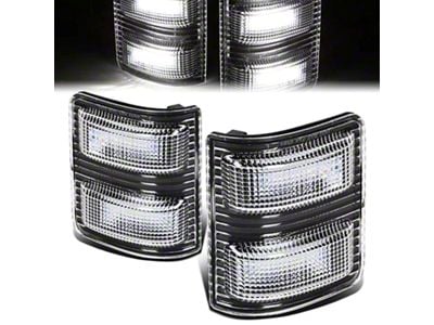 Towing Mirror White LED Turn Signal Lights; Black (11-16 F-250 Super Duty)