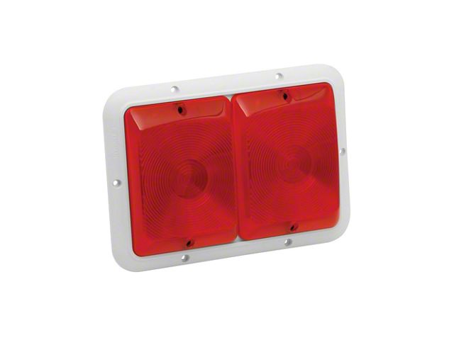 Trailer Tail Light 84; Recessed Double Red, Red; White Base