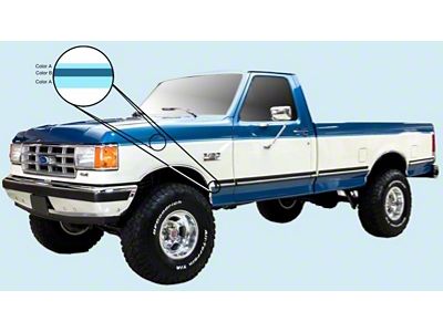 Tu-Tone 3-Band Body Stripes; Charcoal/Red-Orange (99-25 F-250 Super Duty)