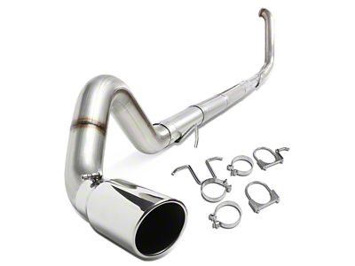 Turbo-Back Muffler Delete Single Exhaust System with Polished Tip; Side Exit (99-03 7.3L Powerstroke F-250 Super Duty)