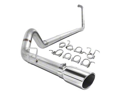 Turbo-Back Muffler Delete Single Exhaust System with Polished Tip; Side Exit (03-07 6.0L Powerstroke F-250 Super Duty)