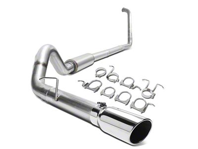 Turbo-Back Single Exhaust System with Polished Tip; Side Exit (03-07 6.0L Powerstroke F-250 Super Duty)