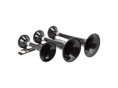 Universal Spare Tire Location Train Horn Kit with Model 230 Triple Horn; Black (Universal; Some Adaptation May Be Required)