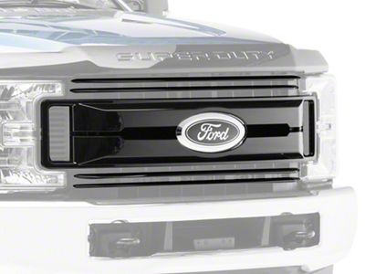 Upper Grille Overlay; Gloss Black (17-19 F-250 Super Duty XL, XLT)