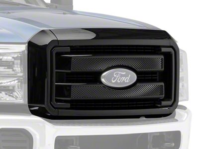 Upper Grille Overlay; Gloss Black (11-16 F-250 Super Duty King Ranch, Lariat, XL, XLT)