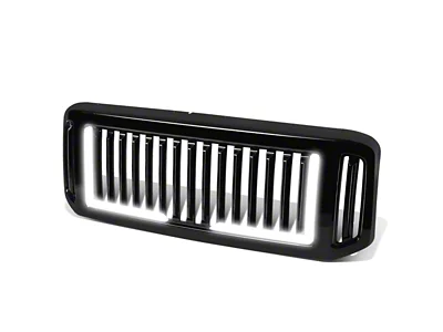 Vertical Fence Style Upper Replacement Grille with LED DRL Light; Black (05-07 F-250 Super Duty)