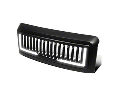 Vertical Fence Style Upper Replacement Grille with LED DRL Light; Matte Black (08-10 F-250 Super Duty)