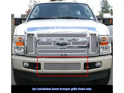 Wire Mesh Lower Bumper Grille Overlay; Polished (08-10 F-250 Super Duty)