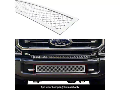 Wire Mesh Lower Bumper Grille Overlay; Polished (20-22 F-250 Super Duty)