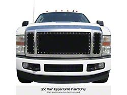 Wire Mesh Rivet Style Upper Replacement Grille; Black (08-10 F-250 Super Duty King Ranch, Lariat, XLT)