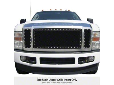 Wire Mesh Rivet Style Upper Replacement Grille; Black (08-10 F-250 Super Duty King Ranch, Lariat, XLT)