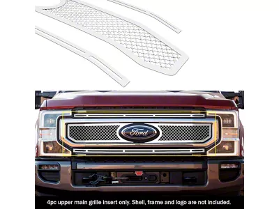 Wire Mesh Upper Overlay Grilles; Polished (20-22 F-250 Super Duty King Ranch, Platinum)