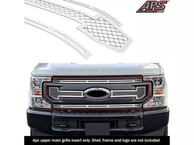 Wire Mesh Upper Overlay Grilles; Polished (20-21 F-250 Super Duty XL, XLT)