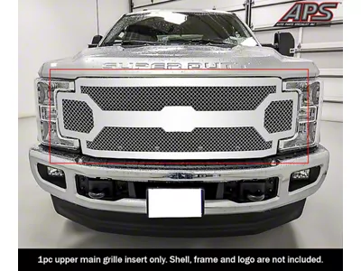 Wire Mesh Upper Replacement Grille; Polished (17-19 F-250 Super Duty w/o Front Camera)