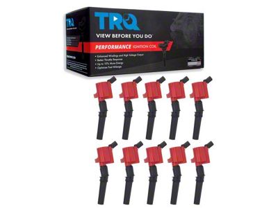 10-Piece Ignition Coil Set; Red (99-04 6.8L F-350 Super Duty)