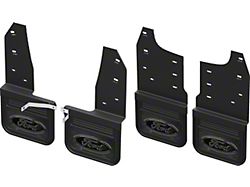 1.50-Inch Offset No-Drill Mud Flaps with Gunmetal Ford Oval Logo; Front and Rear (23-26 F-350 Super Duty SRW)