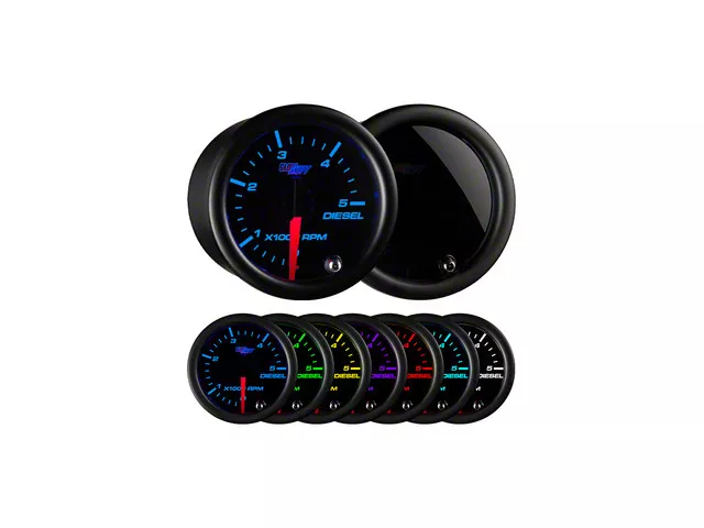 2-Inch Diesel Tachometer Gauge; Tinted 7 Color (Universal; Some Adaptation May Be Required)