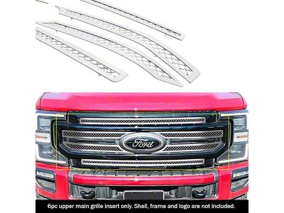 2.50mm Wire Mesh Upper Overlay Grilles; Polished (20-22 F-350 Super Duty Lariat)
