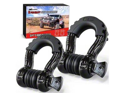 3/4 inch D-Ring Shackles; Black