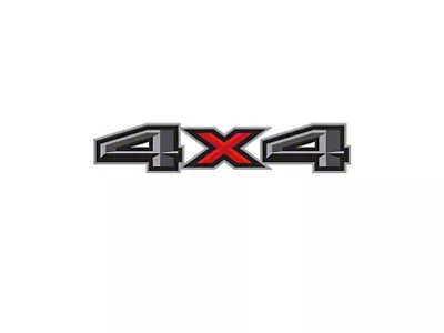 4x4 Decal; Black/Red/Gray (17-22 F-350 Super Duty)