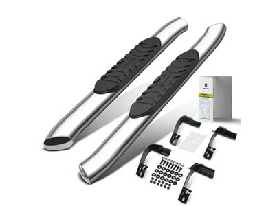 5-Inch Oval Bent Side Step Bars; Chrome (17-25 F-350 Super Duty Regular Cab)