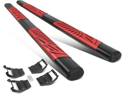 5-Inch Running Boards; Black and Red (17-25 F-350 Super Duty SuperCrew)