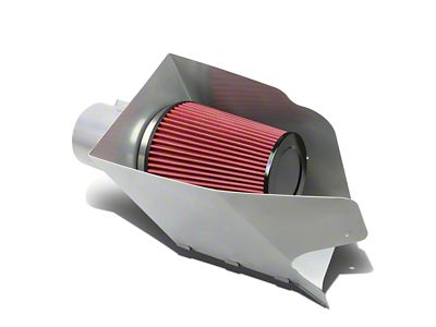 Aluminum Cold Air Intake with Red Filter and Heat Shield; Silver (08-10 6.4L Powerstroke F-350 Super Duty)