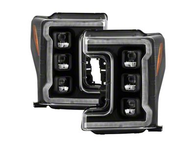 APEX Series High-Power LED Module Headlights; Black Housing; Clear Lens (17-19 F-350 Super Duty w/ Factory Halogen Headlights)