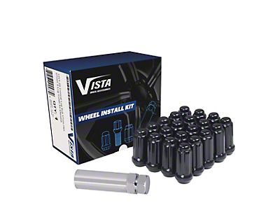 32 Black Bulge Acorn Lug Nuts 14x1.5 XL 2 Tall Fits Ford Super
