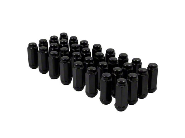 Black Bulge Acorn Lug Nut Kit; 14mm x 1.5; Set of 32 (11-24 F-350 Super Duty)