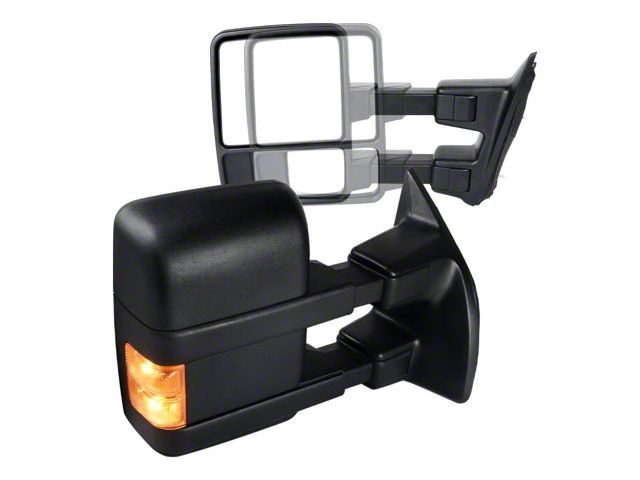 Manual Towing Mirrors with Amber Turn Signals; Black (11-16 F-350 Super Duty)