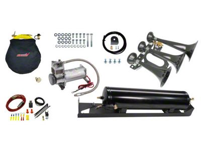 Direct Fit Onboard Air System and Model 230 Beast Triple Train Horn; Spare Tire Delete Mount (17-22 F-350 Super Duty)