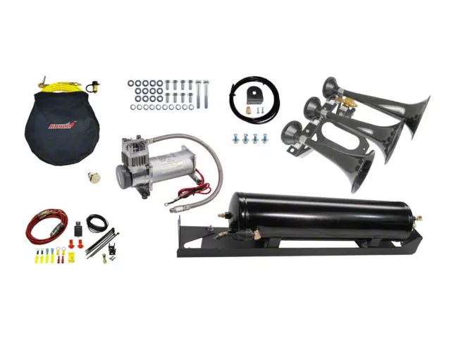 Direct Fit Onboard Air System and Model 230 Beast Triple Train Horn; Spare Tire Delete Mount (17-22 F-350 Super Duty)