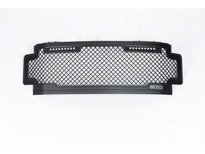 Putco Boss Mesh Upper Grille Insert with 10-Inch LED Light Bars; Black (17-19 F-350 Super Duty w/o Forward Facing Camera)