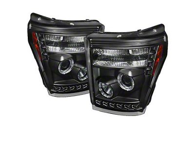 CCFL Halo Projector Headlights; Black Housing; Clear Lens (11-16 F-350 Super Duty)