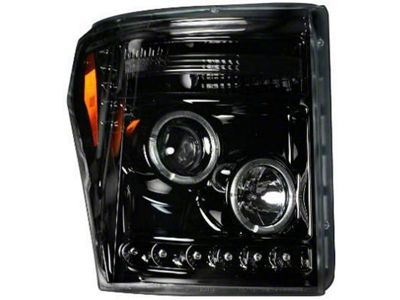 CCFL Halo Projector Headlights; Black Housing; Smoked Lens (11-16 F-350 Super Duty)