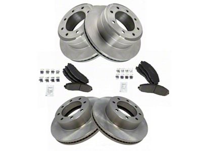 Ceramic 8-Lug Brake Rotor and Pad Kit; Front and Rear (13-19 4WD F-350 Super Duty SRW)
