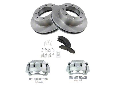 Ceramic 8-Lug Brake Rotor, Pad and Caliper Kit; Front (00-04 4WD F-350 Super Duty SRW)