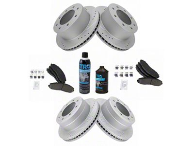 Ceramic Performance 8-Lug Brake Rotor, Pad, Brake Fluid and Cleaner Kit; Front and Rear (13-22 4WD F-350 Super Duty SRW)
