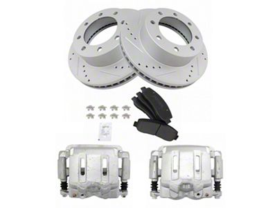 Ceramic Performance 8-Lug Brake Rotor, Pad and Caliper Kit; Front (05-12 4WD F-350 Super Duty SRW)