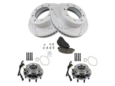 Ceramic Performance 8-Lug Brake Rotor, Pad and Wheel Bearing Kit; Front (05-10 4WD F-350 Super Duty SRW)