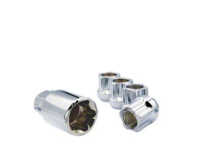 Chrome Open Bulge Acorn Lock Set for Aftermarket Wheels; M14x1.5; Set of 4 (02-26 F-350 Super Duty)