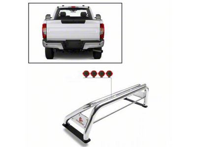 Classic Roll Bar with 7-Inch Red Round LED Lights; Stainless Steel (11-24 F-350 Super Duty)