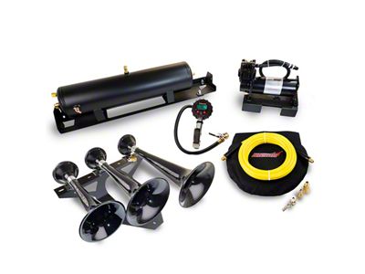 Direct Fit Onboard Air System and Model 230 Beast Triple Train Horn; Spare Tire Delete Mount (17-22 F-350 Super Duty)