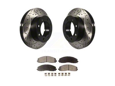 Drilled and Slotted 8-Lug Brake Rotor and Ceramic Pad Kit; Front (13-22 4WD F-350 Super Duty SRW)